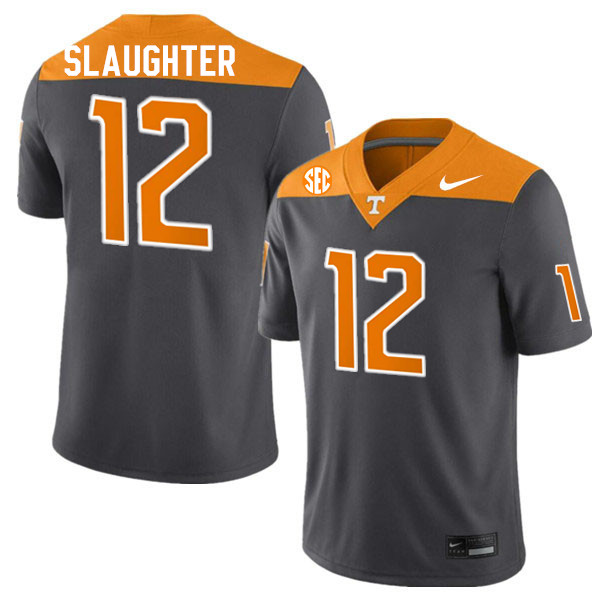 Men #12 John Slaughter Tennessee Volunteers College Football Jerseys Stitched-Anthracite